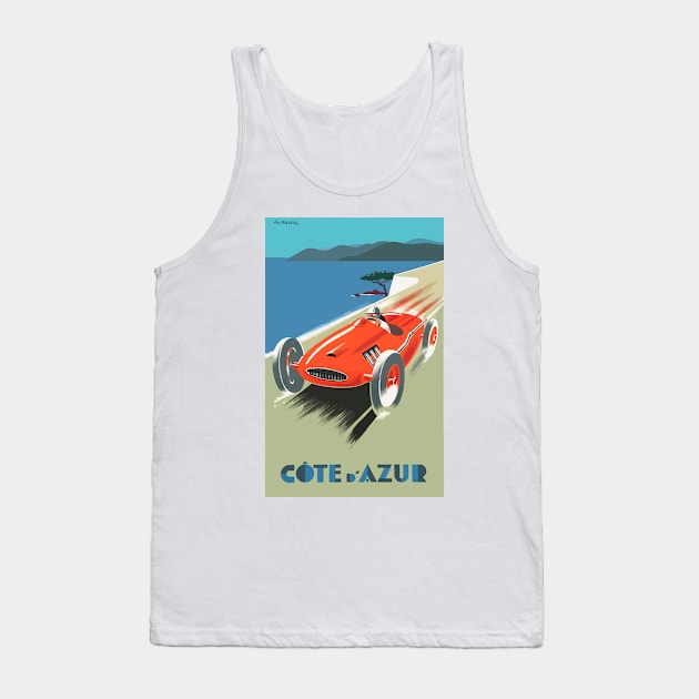 Cote d'Azur - Vintage Travel Poster Tank Top by Culturio